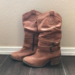 Aldo brown slouched western cowboy boots #94336